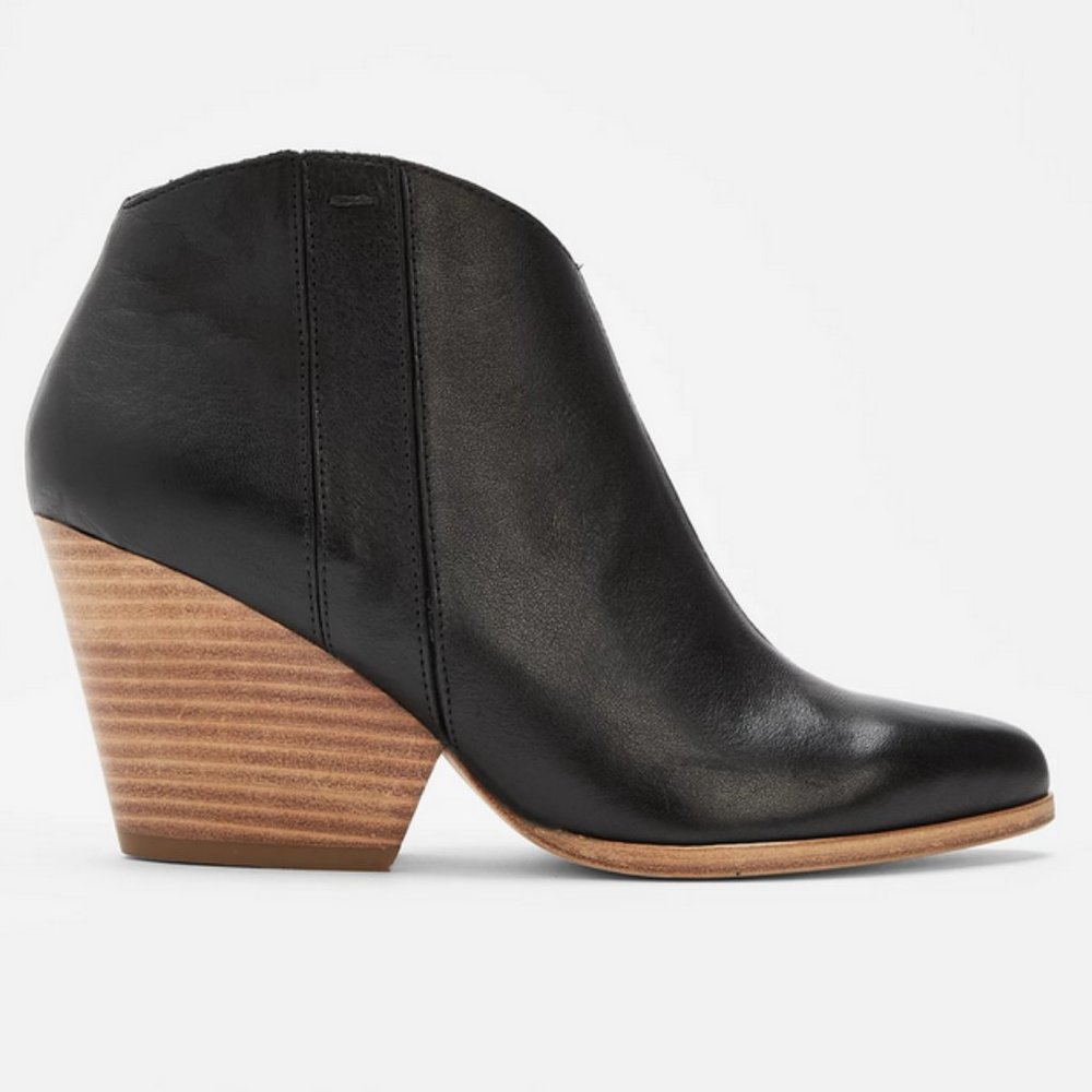 NWT Eileen Fisher Trail Leather Ankle Bootie Black Leather
